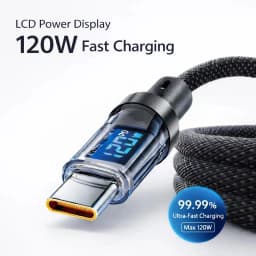 120W USB A to Type C Super Fast Charge Cable Nylon Data Cord for Xiaomi POCO Redmi Samsung With Led Digital Display Cable