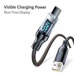 120W USB A to Type C Super Fast Charge Cable Nylon Data Cord for Xiaomi POCO Redmi Samsung With Led Digital Display Cable