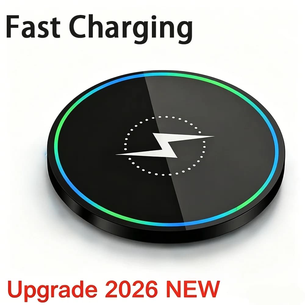 Wireless Charger, Compatible with iPhone, Samsung Phones & Apple Earphones. Induction Fast Charging Dock Pad, Compact & Portable