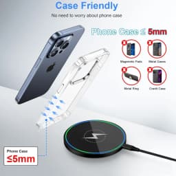 Wireless Charger, Compatible with iPhone, Samsung Phones & Apple Earphones. Induction Fast Charging Dock Pad, Compact & Portable