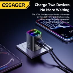 Essager 33W GaN USB Type C Charger Portable PD Fast Charging for iPhone 17/16/15/14 pro Max iPad Xiaomi Samsung S25 RGB