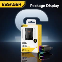 Essager 33W GaN USB Type C Charger Portable PD Fast Charging for iPhone 17/16/15/14 pro Max iPad Xiaomi Samsung S25 RGB