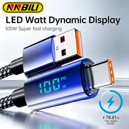 NNBILI USB to Type C Cable 100W Fast Charging Charger USB C to Type C Display Cable For iPhone Xiaomi Huawei Macbook Honor 1m 2m