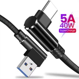 USB Type C Data Cable Type-C Data Cord 90 Degree Elbow Nylon Braided Fast Charging Wire USB to Type c Portable Quick Charge Line