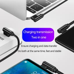USB Type C Data Cable Type-C Data Cord 90 Degree Elbow Nylon Braided Fast Charging Wire USB to Type c Portable Quick Charge Line