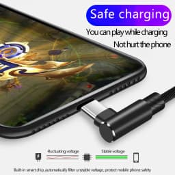 USB Type C Data Cable Type-C Data Cord 90 Degree Elbow Nylon Braided Fast Charging Wire USB to Type c Portable Quick Charge Line