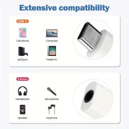 USB-C to 3.5Mm Headphone Adapter, High-Fidelity Audio USB Type-C to 3.5Mm Jack Adapter, Compatible with Iphone 15, S23/S22/S21 U