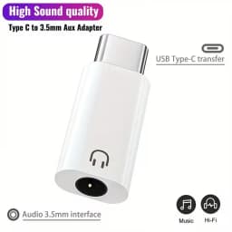 USB-C to 3.5Mm Headphone Adapter, High-Fidelity Audio USB Type-C to 3.5Mm Jack Adapter, Compatible with Iphone 15, S23/S22/S21 U