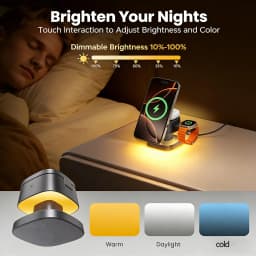 TIMESS Night Light Mashroom Wireless Charger 3-IN-1 For iPhone17 16 15 14 PRO MAX For Airpods For Apple Watch Charging Station