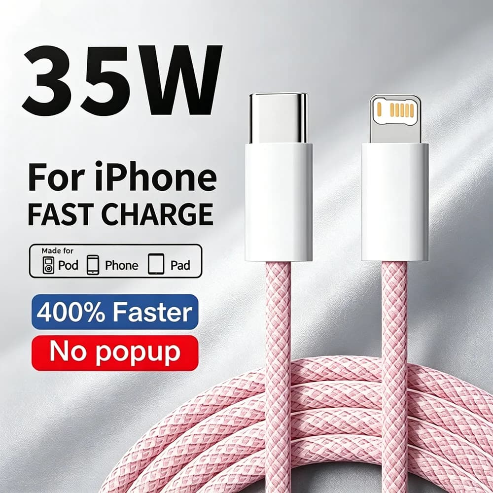 35W Fast Charge Braided PD Cable For iPhone 13 14 Pro Max 11 12 mini X XR XS Max 7 8 Plus Quick Charging USB-C Data Cables 1m 2m