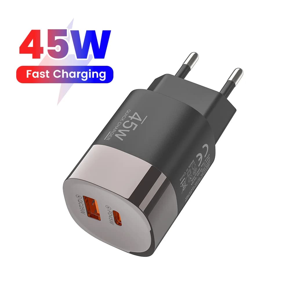 45W USB Type C Fast Charging Mobile Phone Charger QC3.0 Super Charge EU/UK/US Charger For Samsung Poco Xiaomi Iphone 17 16 15