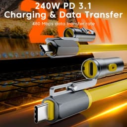 240w 4 in 1 Cable Dual Type-C Fast Charging USB-C Port Lighter Hide The Small Knife Portable Outdoor Data Wire For Mobile Phones