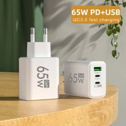 Fast Charging 65W USB-C Charger Charger PD Quick Charge 3.0 Wall For Phone Adapter For iPhone 16 Xiaomi POCO Samsung Oneplus