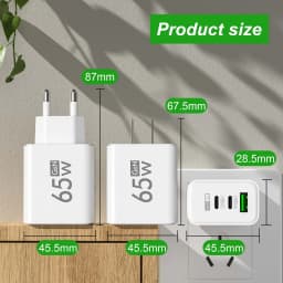 Fast Charging 65W USB-C Charger Charger PD Quick Charge 3.0 Wall For Phone Adapter For iPhone 16 Xiaomi POCO Samsung Oneplus