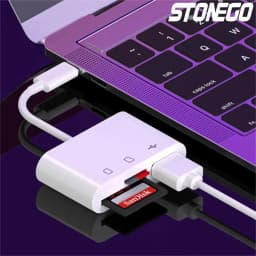 High-Speed USB3.0 3-in-1 Card Reader Adapter Multifunctional FlashCard Reader for PC/Laptop with USB/Type-C SD/TF Memory Card Sl