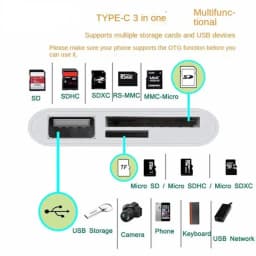High-Speed USB3.0 3-in-1 Card Reader Adapter Multifunctional FlashCard Reader for PC/Laptop with USB/Type-C SD/TF Memory Card Sl