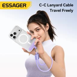 Essager 60W USB Type C Lanyard Charging Cable Short Cable For Samsung S25 S24 Xiaomi iPhone 17 16 15 Pro Type C To Type C Cable