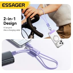 Essager 60W USB Type C Lanyard Charging Cable Short Cable For Samsung S25 S24 Xiaomi iPhone 17 16 15 Pro Type C To Type C Cable