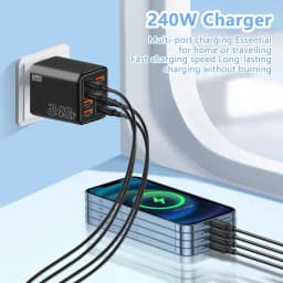 8 in 1 GaN Desktop USB Phone Charger 240W PD Fast Charger 4PD 4USB For iPhone 16 15 Pro Samsung Xiaomi EU US Plug Power Adapter