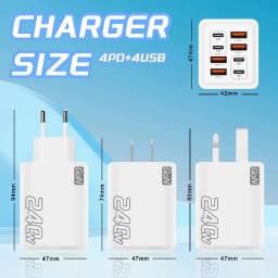 8 in 1 GaN Desktop USB Phone Charger 240W PD Fast Charger 4PD 4USB For iPhone 16 15 Pro Samsung Xiaomi EU US Plug Power Adapter