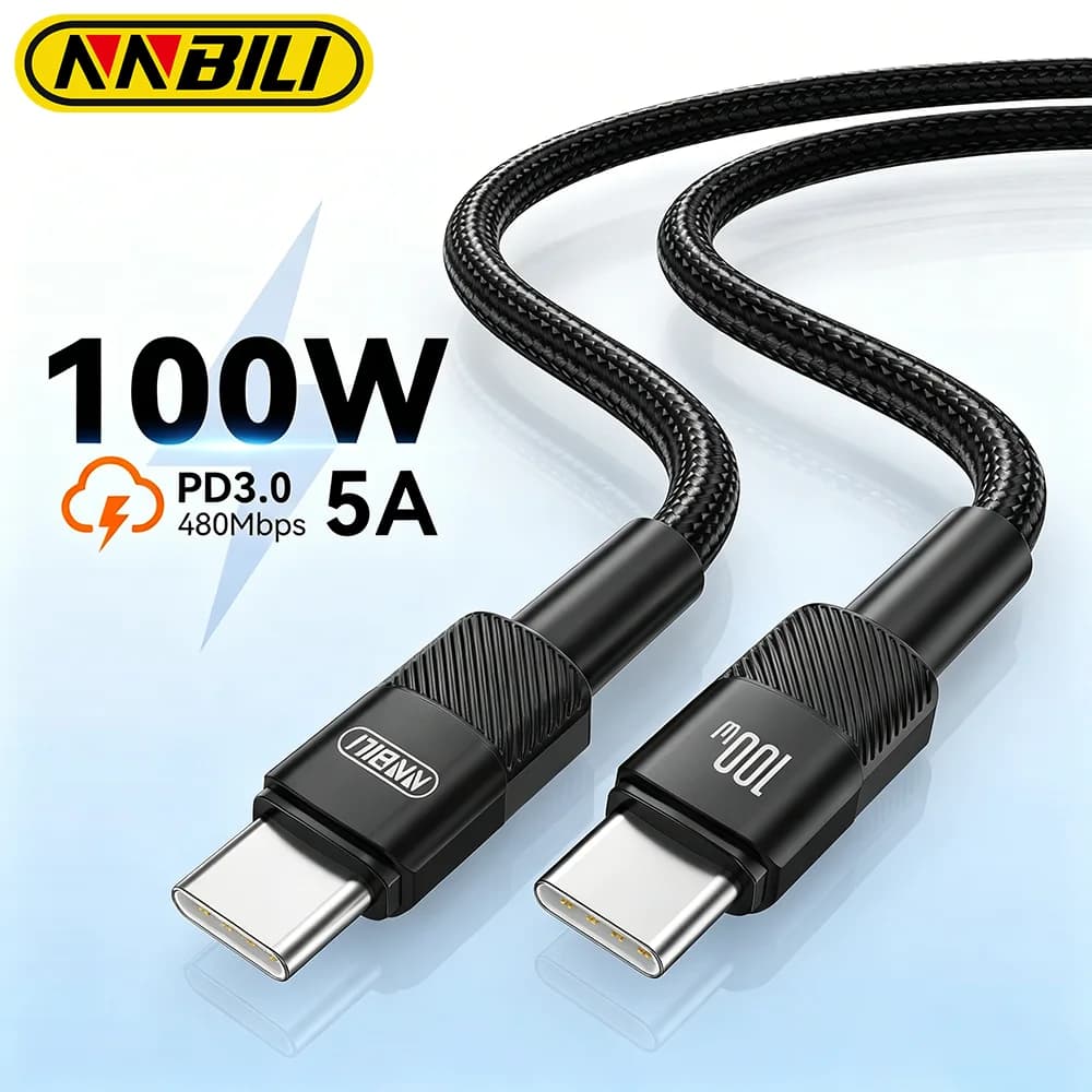 NNBILI 100W Type C to USB C Cable PD 3.0 Quick Charge 4.0 Fast Charging Type C to Type C for iPhone 17 16 Macbook Samsung Xiaomi