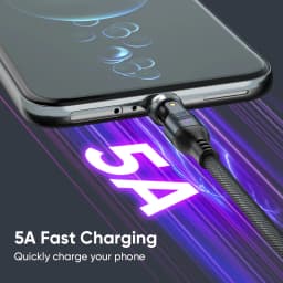 240W USB C to Type C Cable,Dual 540° Rotating 5A PD Fast Charging Cord for iPhone 17/17Pro,Samsung Galaxy S23/S24 Ultra-Black