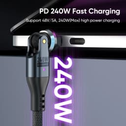 240W USB C to Type C Cable,Dual 540° Rotating 5A PD Fast Charging Cord for iPhone 17/17Pro,Samsung Galaxy S23/S24 Ultra-Black