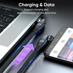 240W USB C to Type C Cable,Dual 540° Rotating 5A PD Fast Charging Cord for iPhone 17/17Pro,Samsung Galaxy S23/S24 Ultra-Black