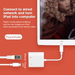 2 in 1 Lightning to Network Card RJ45 Ethernet Adapter Fast Charging Data Transfer Converter For iPhone 14 13 12 Pro Series