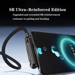 240W PD 2-in-1 Fast Charging Cable with Foldable Phone Holder Stand for iPhone Samsung Xiaomi Tablet Laptop Charger Cord+USB OTG
