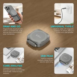 25W Qi2 Magnetic Wireless Charger for iPhone 17 16 15 Pro Max & AirPods, Fast Charging Pad with 70cm Retractable Type-C Cable