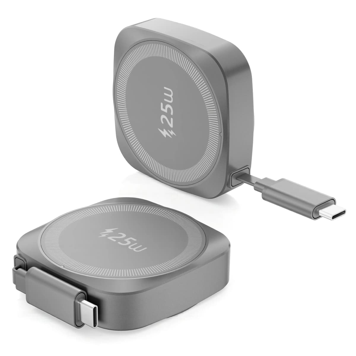 25W Qi2 Magnetic Wireless Charger for iPhone 17 16 15 Pro Max & AirPods, Fast Charging Pad with 70cm Retractable Type-C Cable