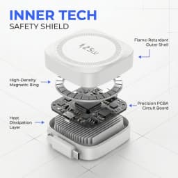 25W Qi2 Magnetic Wireless Charger for iPhone 17 16 15 Pro Max & AirPods, Fast Charging Pad with 70cm Retractable Type-C Cable