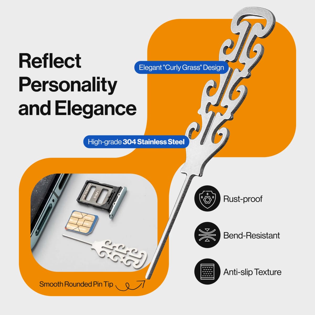 10PCS SIM Card Removal Tool Set, Engraved Stainless Steel SIM Ejector Pins with Lanyard, Universal SIMcard