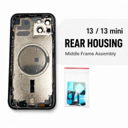 Rear Housing For iPhone 13 13Mini Back Battery Door Rear Glass + Middle Frame Cover ,SIM Tray Side Key Replacement CE Logo