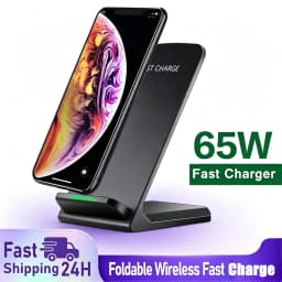 65W Fast Wireless Charger Stand for iPhone 17/16/15/14 Pro Samsung Xiaomi - Induction Charging Dock Pad Compatible with Multiple