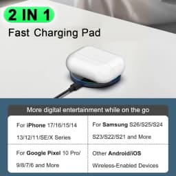 New Version Mini Wireless Charger Stand, Portable Fast Charging Dock Compatible with IPhone17, Samsung S26-21 Xiaomi Smartphones
