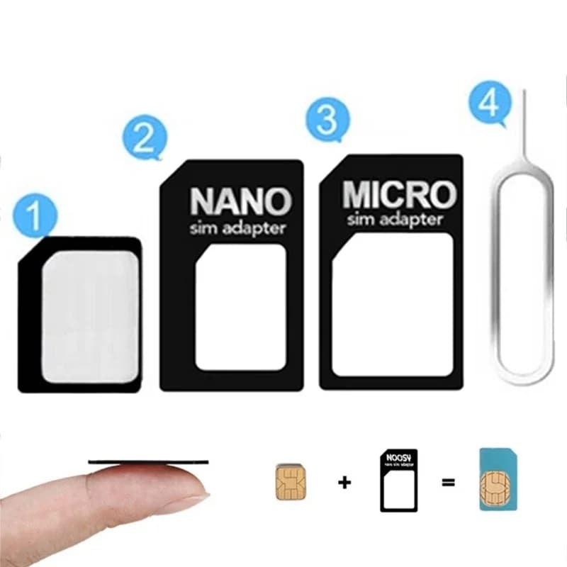 Universal 4 In 1 Micro Nano SIM Card Adapter Micro Sim Convert With Eject Pin Key Mobile Phone SIM Holder Set For Phone Tablet