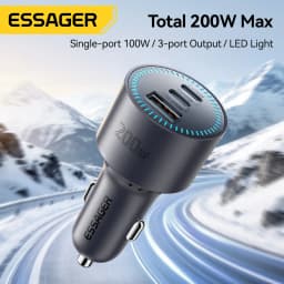 Essager 200W Car Charger Quick Charge 4.0 PPS PD 100W Fast Charging USB C Car Phone Charger for Macbook iPhone 17 16 Samsung S25