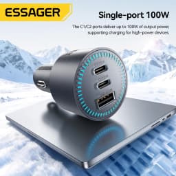 Essager 200W Car Charger Quick Charge 4.0 PPS PD 100W Fast Charging USB C Car Phone Charger for Macbook iPhone 17 16 Samsung S25