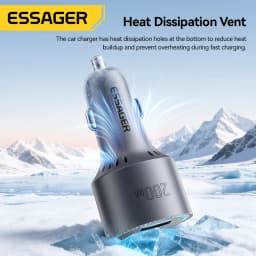 Essager 200W Car Charger Quick Charge 4.0 PPS PD 100W Fast Charging USB C Car Phone Charger for Macbook iPhone 17 16 Samsung S25