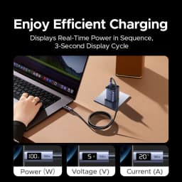UGREEN PD100W USB C Cable Digital Power Display Fast Charging Cable W/V/A for Laptop MacBook Air iPhone 17 Samsung S25 iPad Cord