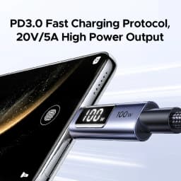 UGREEN PD100W USB C Cable Digital Power Display Fast Charging Cable W/V/A for Laptop MacBook Air iPhone 17 Samsung S25 iPad Cord