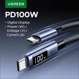 UGREEN PD100W USB C Cable Digital Power Display Fast Charging Cable W/V/A for Laptop MacBook Air iPhone 17 Samsung S25 iPad Cord