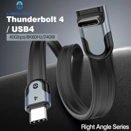 UGOURD Right Angle Thunderbolt4 USB4 Type C Cable 90 Degree Elbow 8K 240W Fast Charging 40Gbps Data Sync USB Cord All Directions