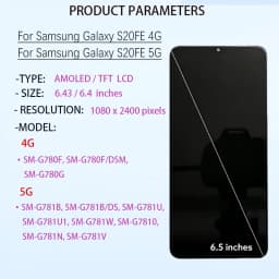 New S20 AMOLED LCD For Samsung Galaxy S20 FE 4G 5G Touch Digitizer Display Assembly Replacement Repair Spare Phone Screen Parts