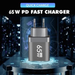 65W Type C USB GaN Charger US/EU Plug Quick Charge For iPhone Xiaomi Samsung Huawei Fast Charging 2 Ports Mobile Phone Adapter