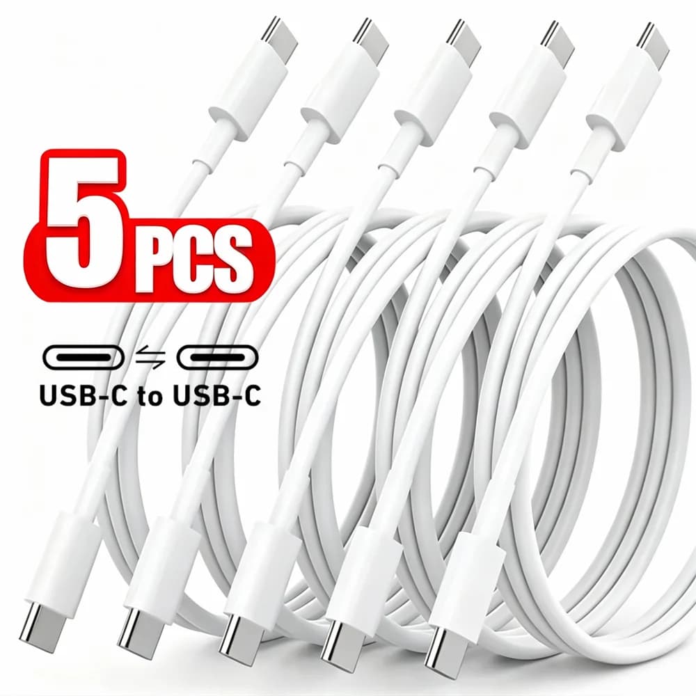 5PCS USB-C 100W Fast Charging Cable For iPhone 15 16 17 Pro Max Samsung S26 Google Moto Xiaomi POCO Honor Dual Type C Data Cable