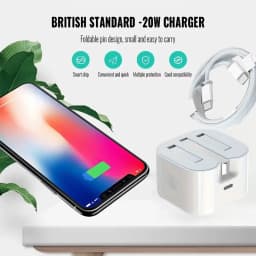 British Standard Charger 20W USB C Fast Charger for iPhone 14 13 12 11 for iPad, Charger Power Adapter with 2M USB C to L Cable