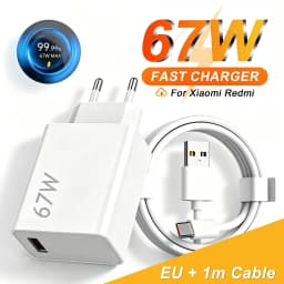 EU 67W Turbo Fast Charger For Xiaomi 13 14 15 17 Pro Max Redmi Note 11 12 13 14 15 POCO M6 F7 X8 USB Type C Rapid Charging Cable